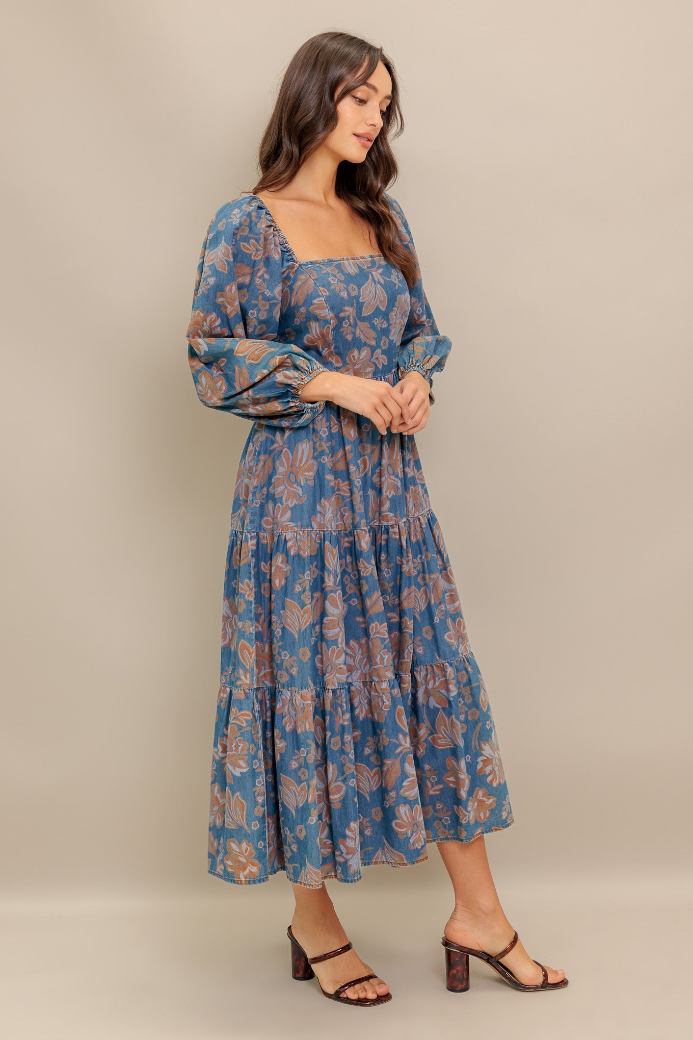 CIRCLE OF FRIENDS DENIM MIDI DRESS