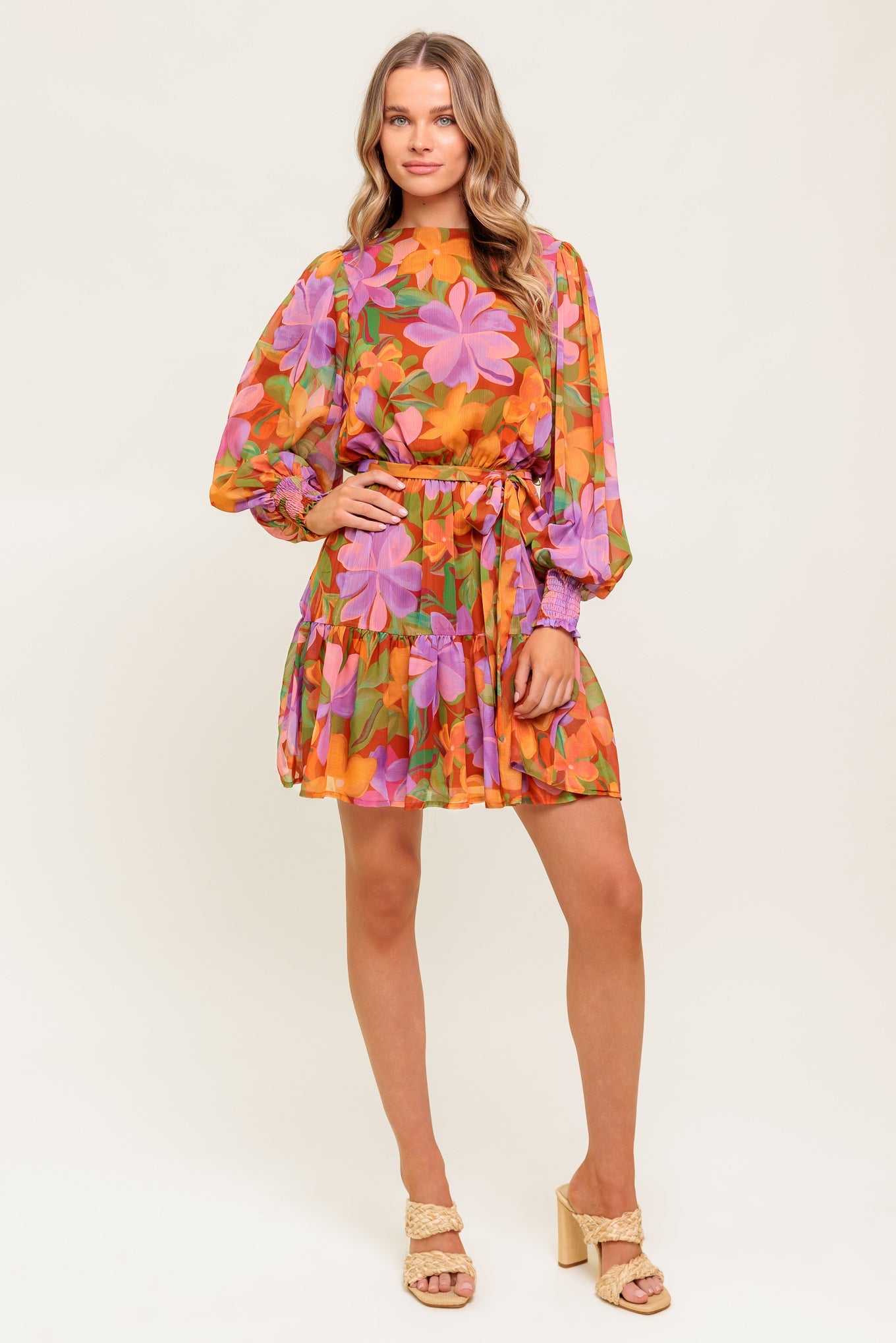 MUTED GARDEN WOVEN MINI DRESS