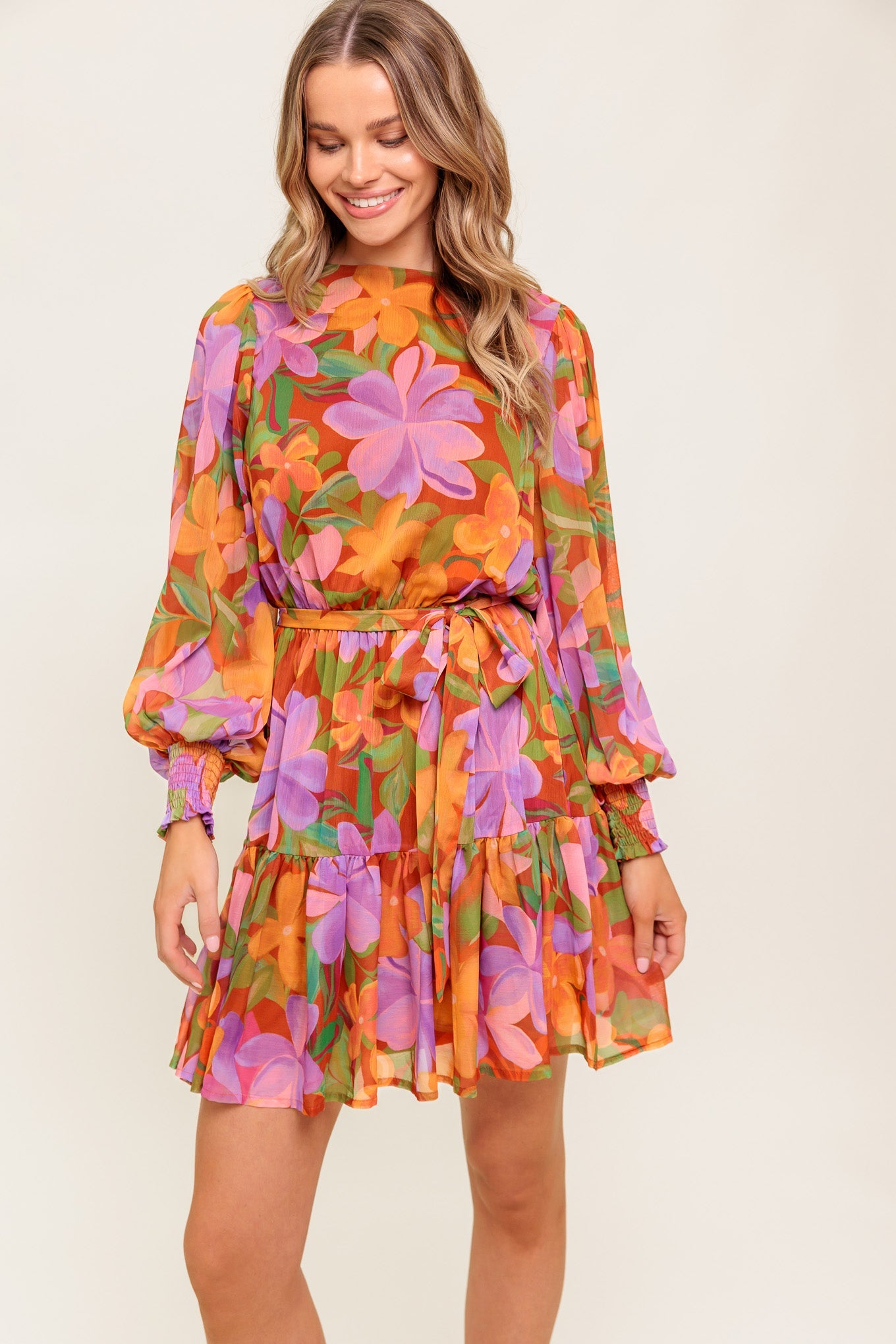 MUTED GARDEN WOVEN MINI DRESS