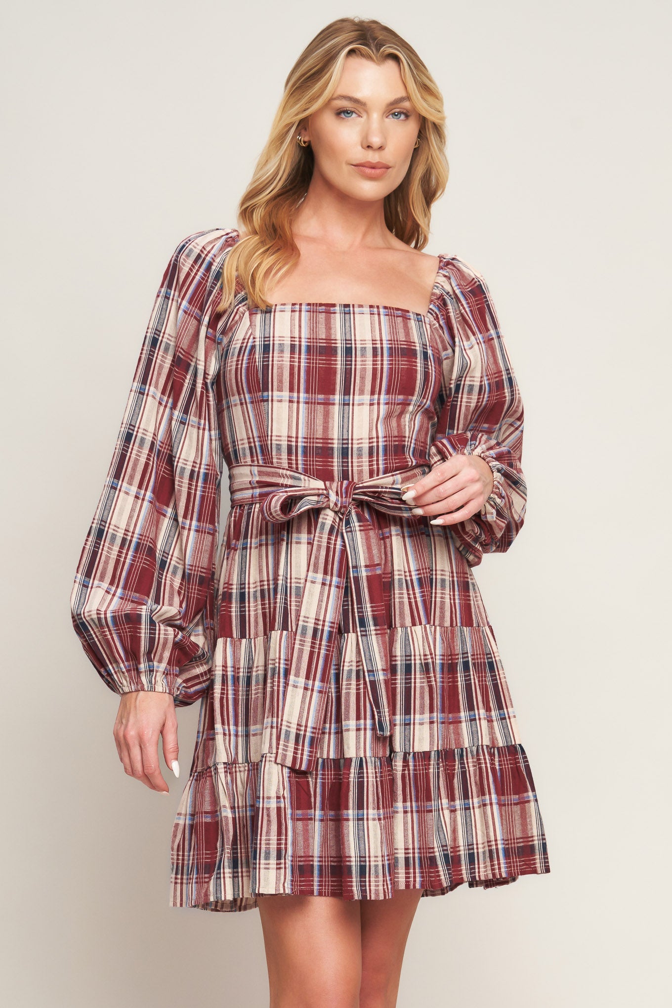 HONEY HUG PLAID MINI DRESS