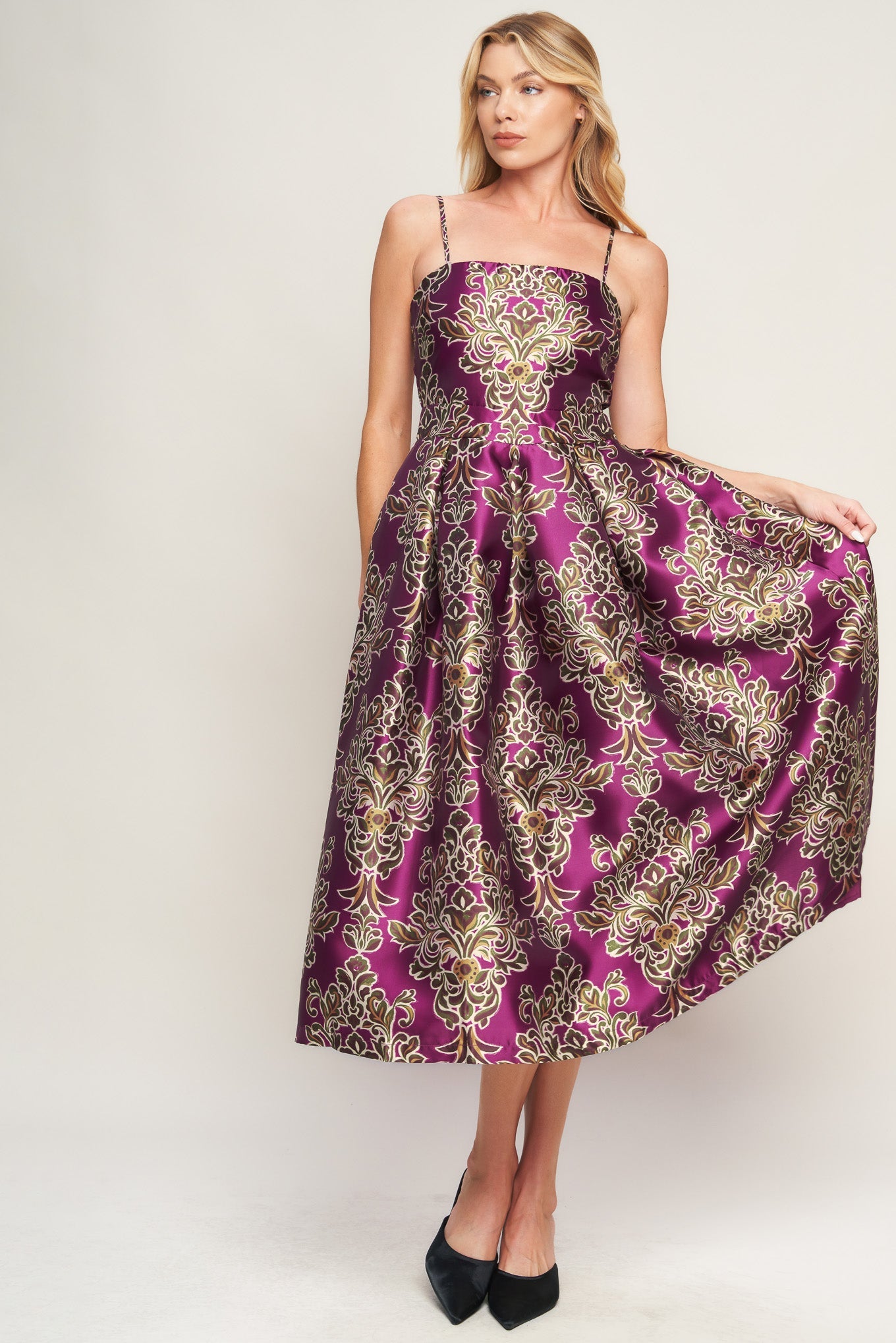 Along The Way Woven Midi Dress - Women's Berry Midi Dress The Tania Collection Along The Way Woven Midi Dress - Women's Berry Midi Dress The Tania Collection