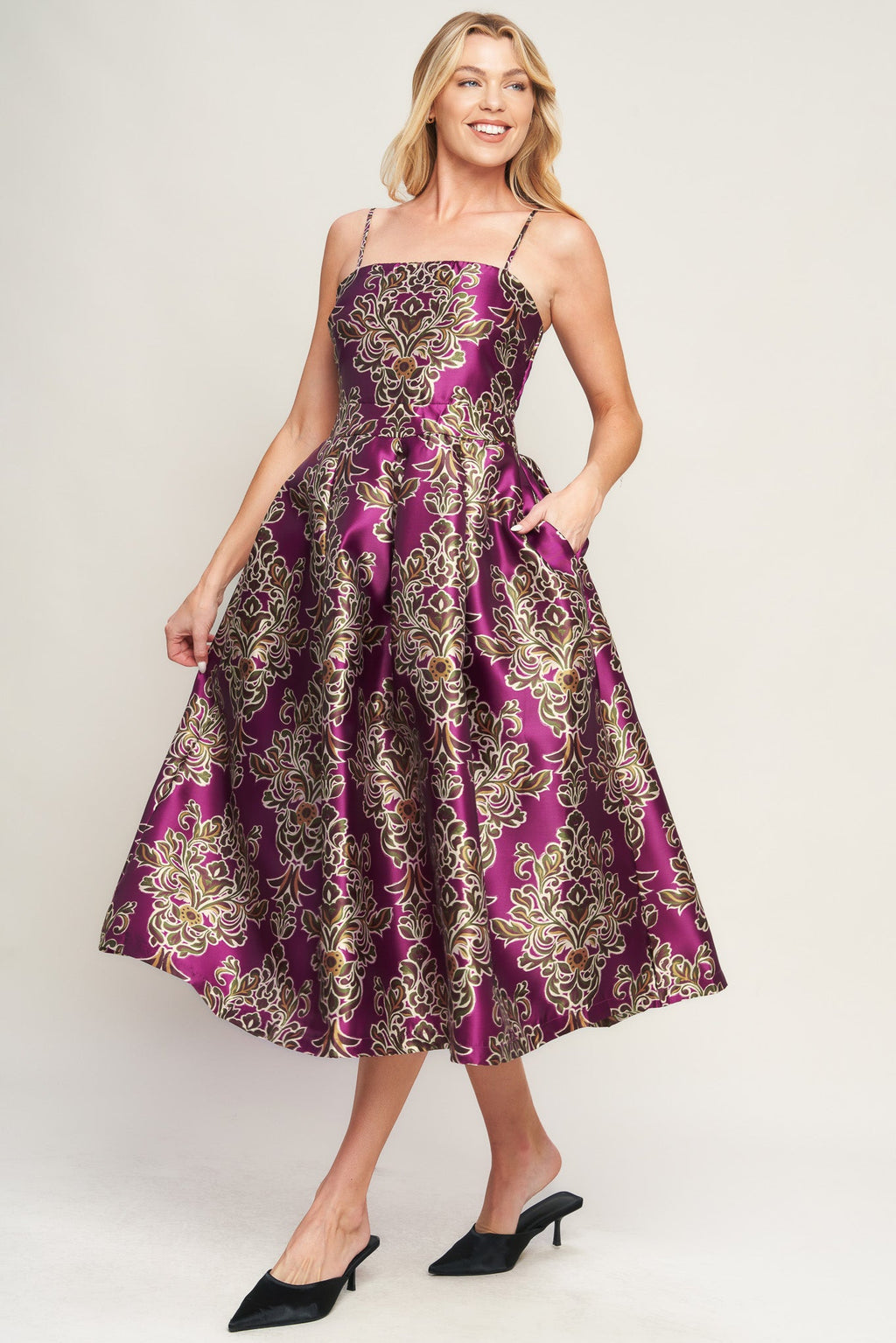 ALONG THE WAY WOVEN MIDI DRESS