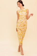 SWEET AS EVER POWER MESH BODYCON MIDI DRESS