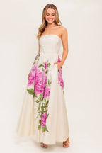 CAUGHT IN THE BREEZE FLORAL WOVEN MAXI DRESS
