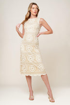 Prettiest Energy Cream Lace Midi Dress
