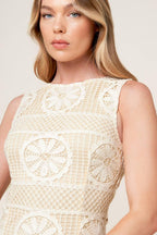 Prettiest Energy Cream Lace Midi Dress
