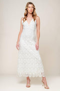 Loving Mentality White Woven Lace Midi Dress