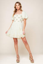 Lola Grass Cream Woven Mini Dress