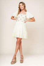 Lola Grass Cream Woven Mini Dress