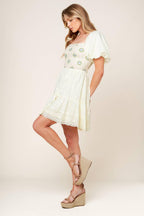 Lola Grass Cream Woven Mini Dress