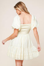 Lola Grass Cream Woven Mini Dress