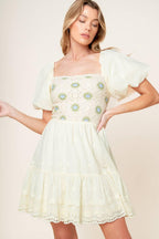 Lola Grass Cream Woven Mini Dress
