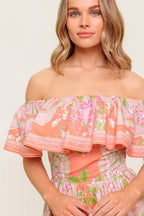 WHISPERING CORAL WOVEN MINI DRESS