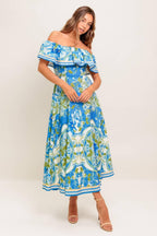 Tropical Haze Woven Midi Dress