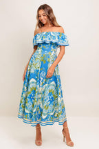 Tropical Haze Woven Midi Dress