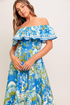Tropical Haze Woven Midi Dress