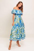 Tropical Haze Woven Midi Dress