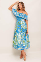 Tropical Haze Woven Midi Dress