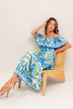 Tropical Haze Woven Midi Dress