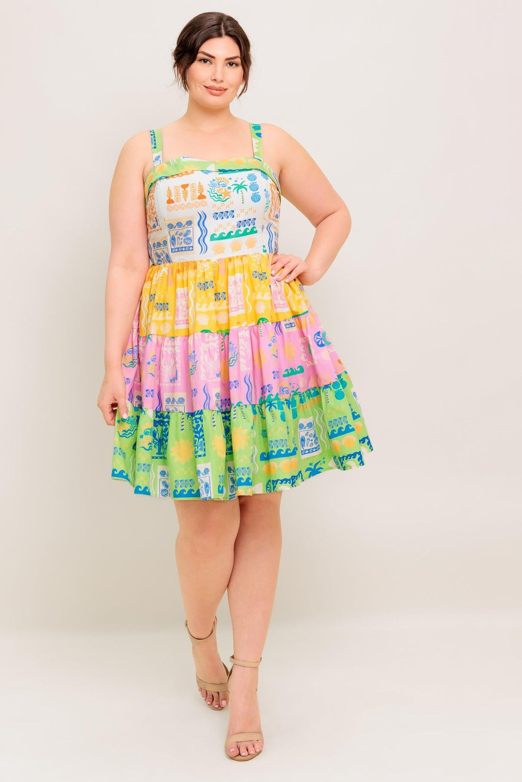OUT OF OFFICE GREEN WOVEN MINI DRESS