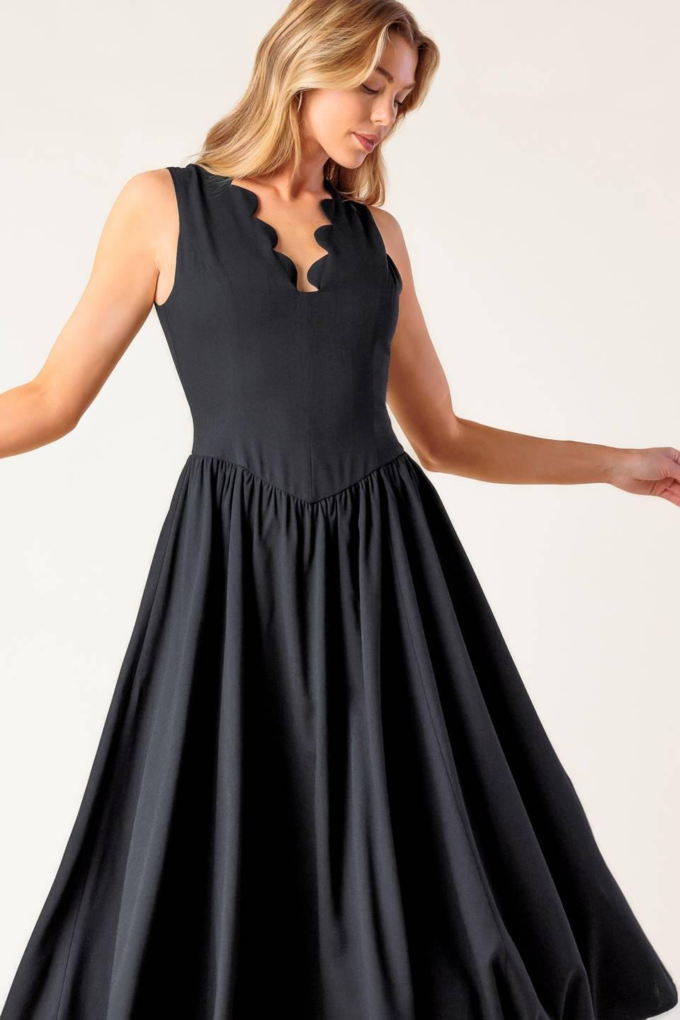 For the Record Black Midi Dress