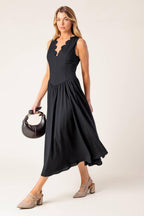 For the Record Black Midi Dress