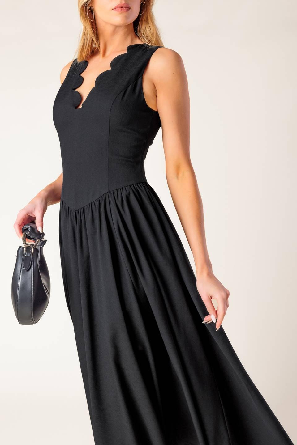 For the Record Black Midi Dress