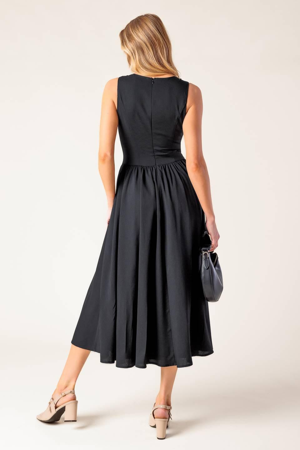 For the Record Black Midi Dress