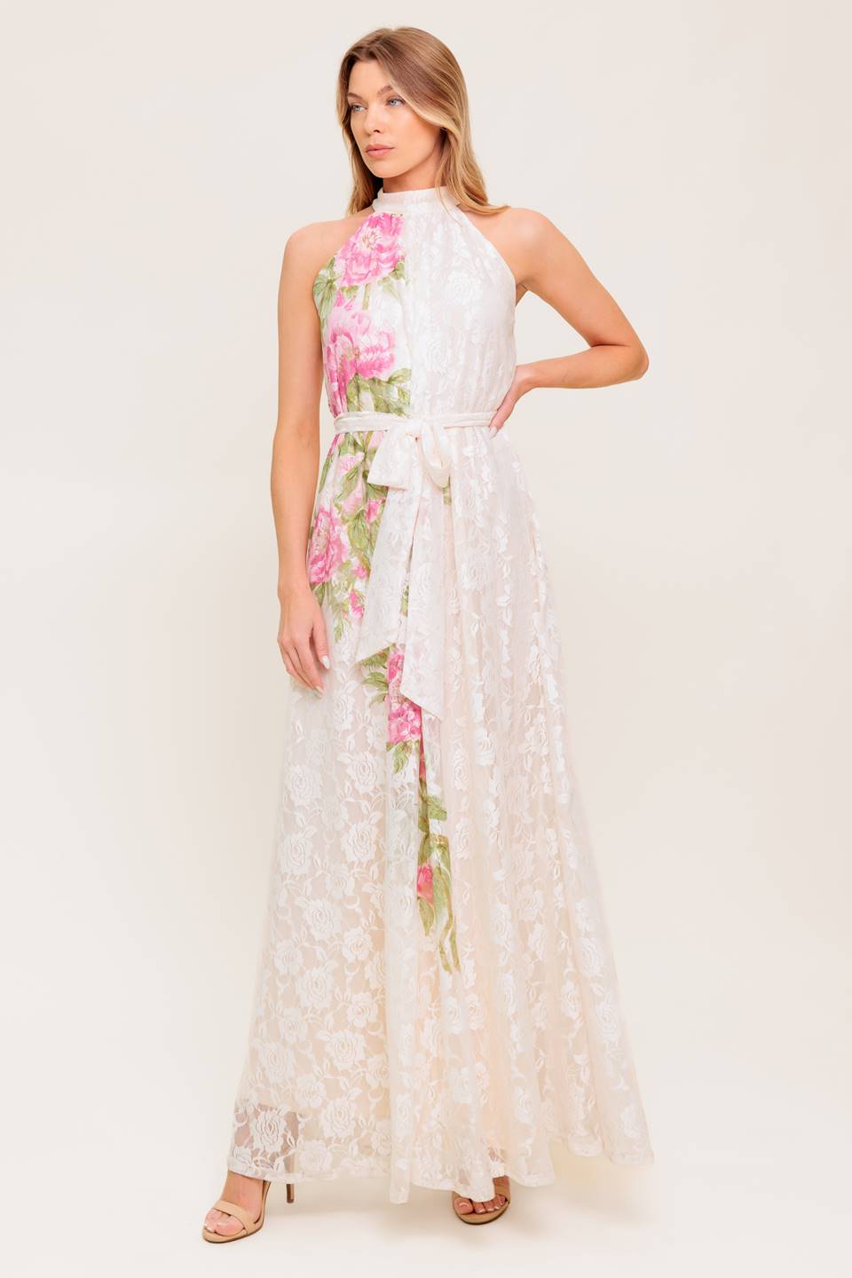BOTANICAL DREAM WOVEN LACE MAXI DRESS