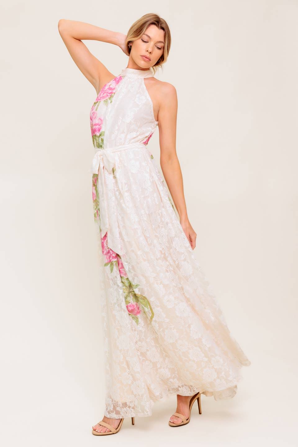 BOTANICAL DREAM WOVEN LACE MAXI DRESS