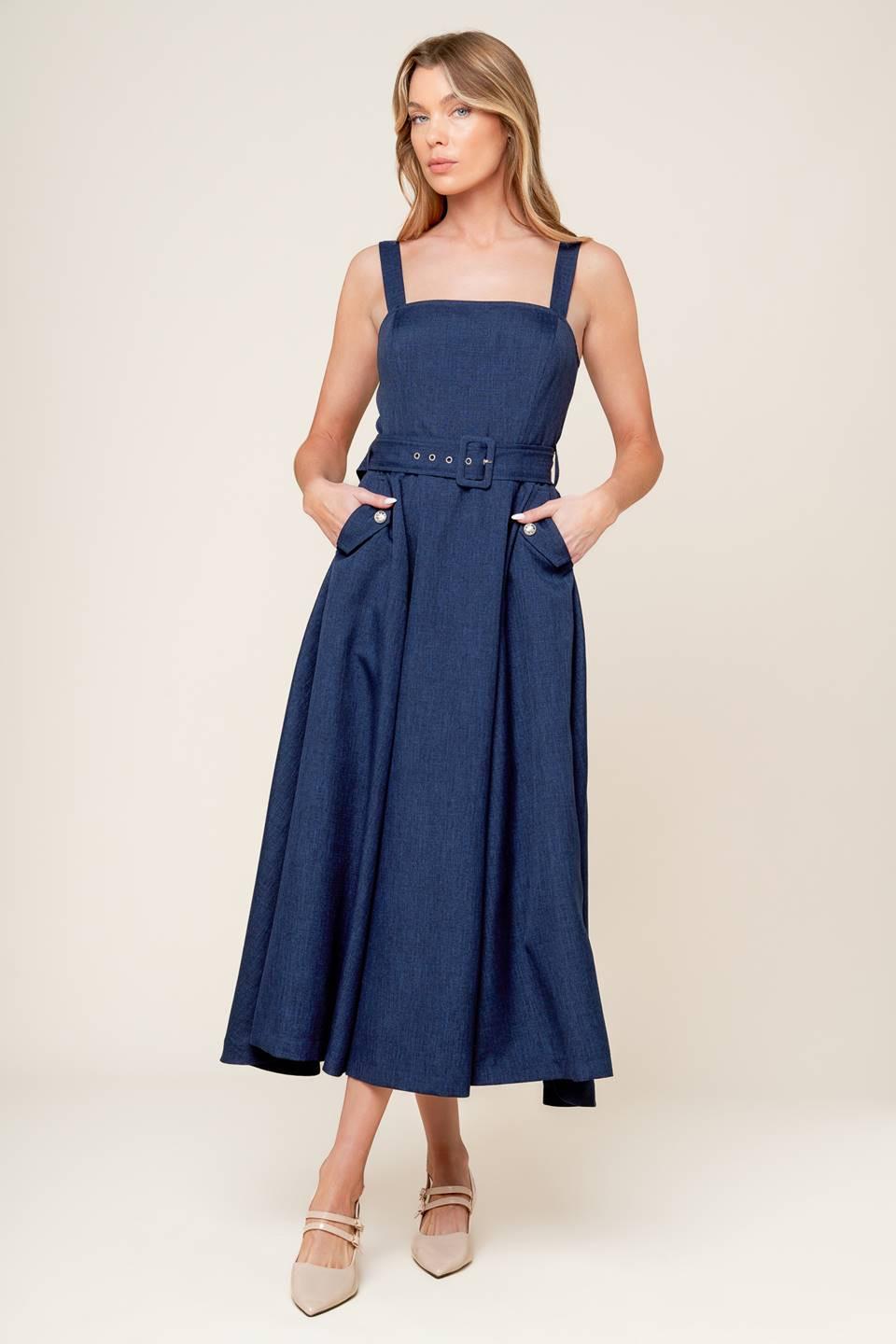 Rauland Navy Midi Dress