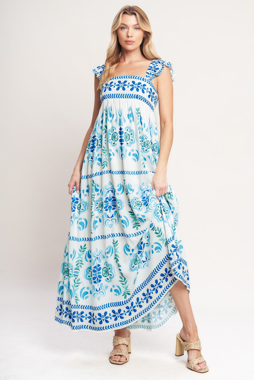 WALKING ON THE COAST WOVEN MAXI DRESS