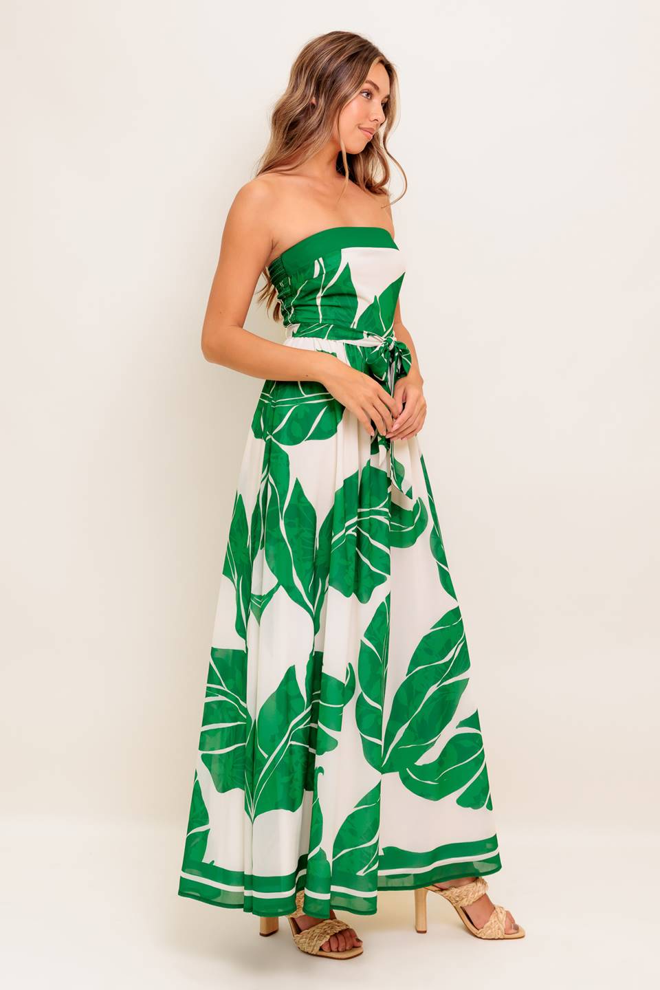 PURE MOMENT GREEN WOVEN ANKLE DRESS