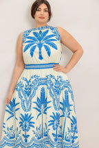 OCEAN PETALS WOVEN MIDI DRESS