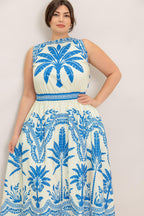 OCEAN PETALS WOVEN MIDI DRESS
