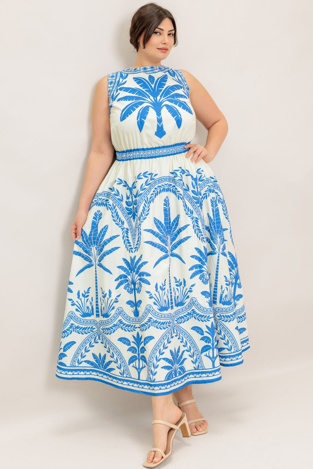 OCEAN PETALS WOVEN MIDI DRESS