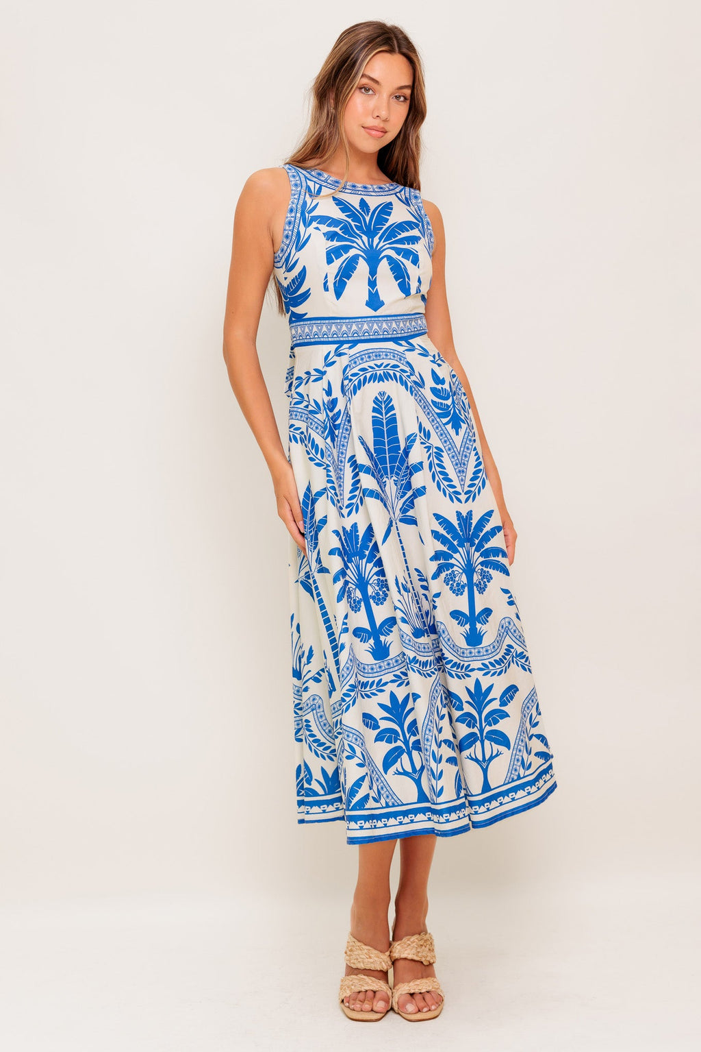 OCEAN PETALS WOVEN MIDI DRESS