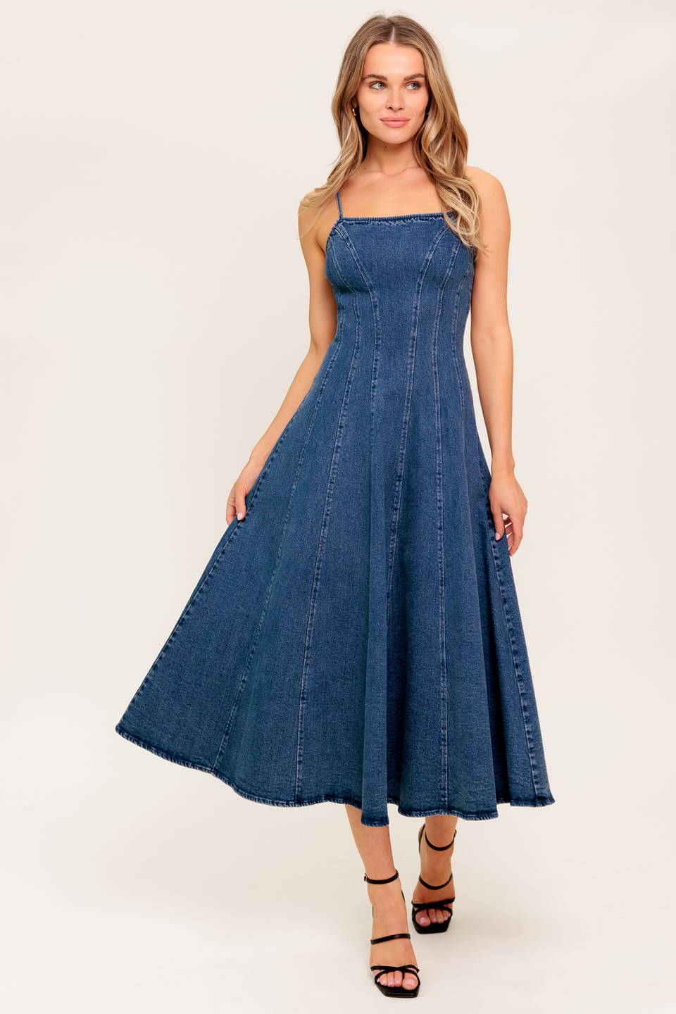 VANILLA COVE DENIM MIDI DRESS