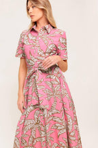 Sweet Camellia Pink Woven Midi Dress