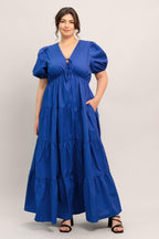 Summer Glow Royal Blue Woven Maxi Dress