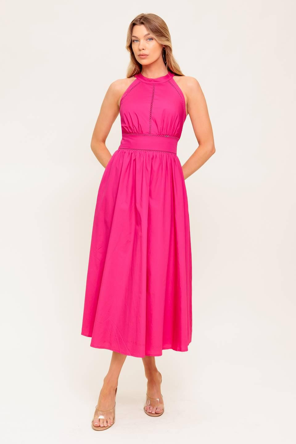 Peony Touch Fuchsia Midi Dress