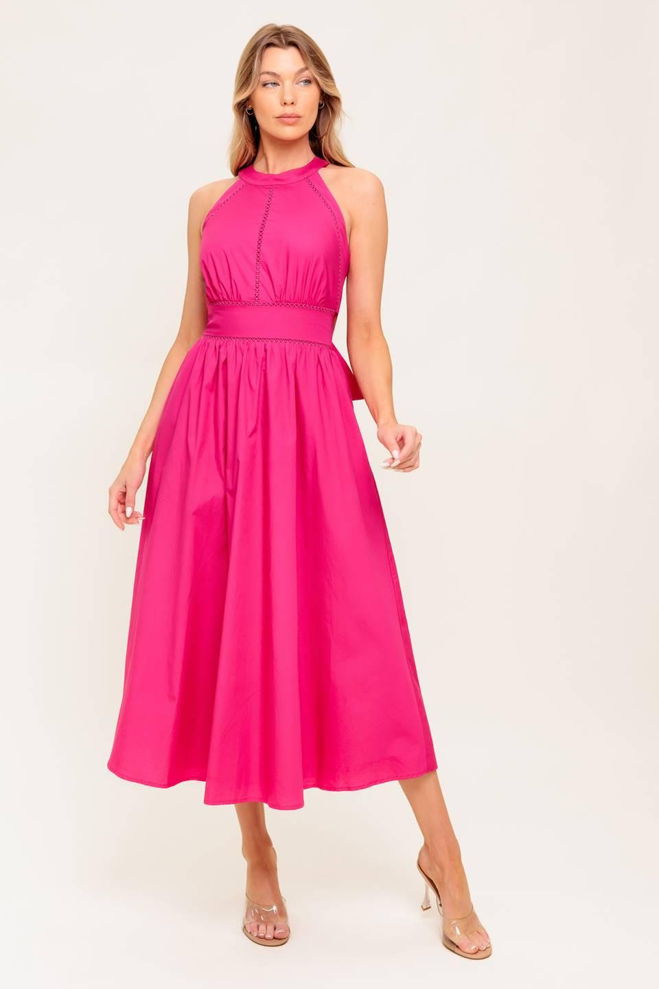 Peony Touch Fuchsia Midi Dress
