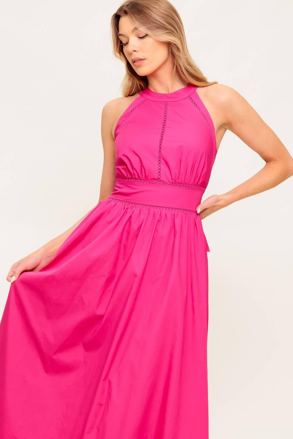Peony Touch Fuchsia Midi Dress