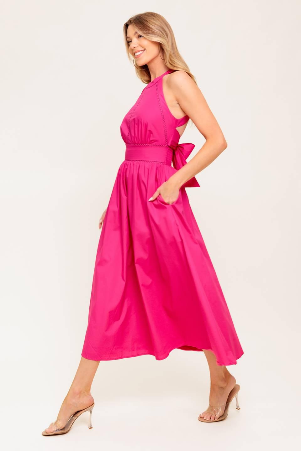 Peony Touch Fuchsia Midi Dress