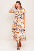 Tropicana Sunset Woven Midi Dress