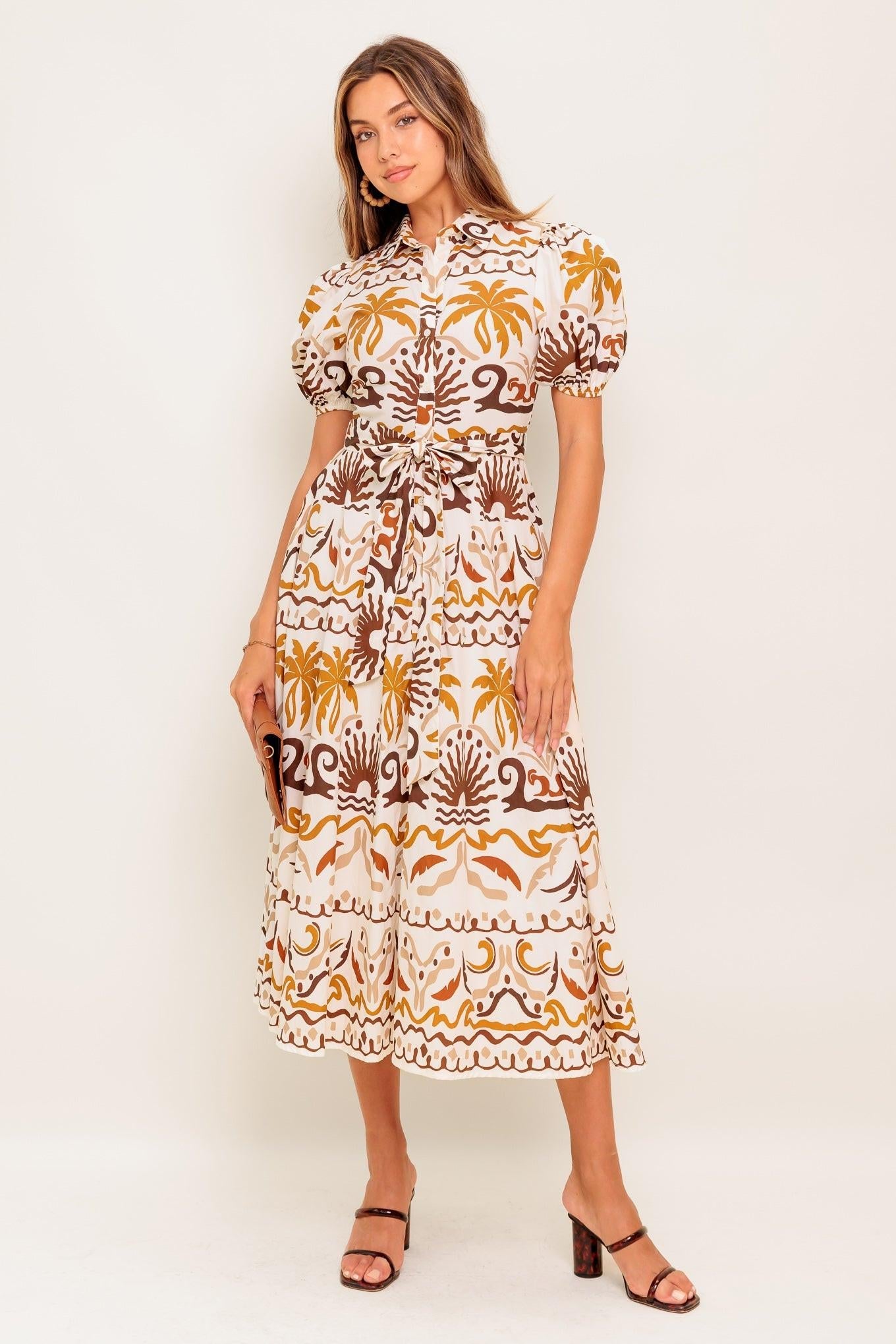 Tropicana Sunset Woven Midi Dress