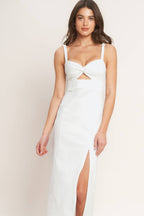 SILENT SHIN TWILL MIDI DRESS