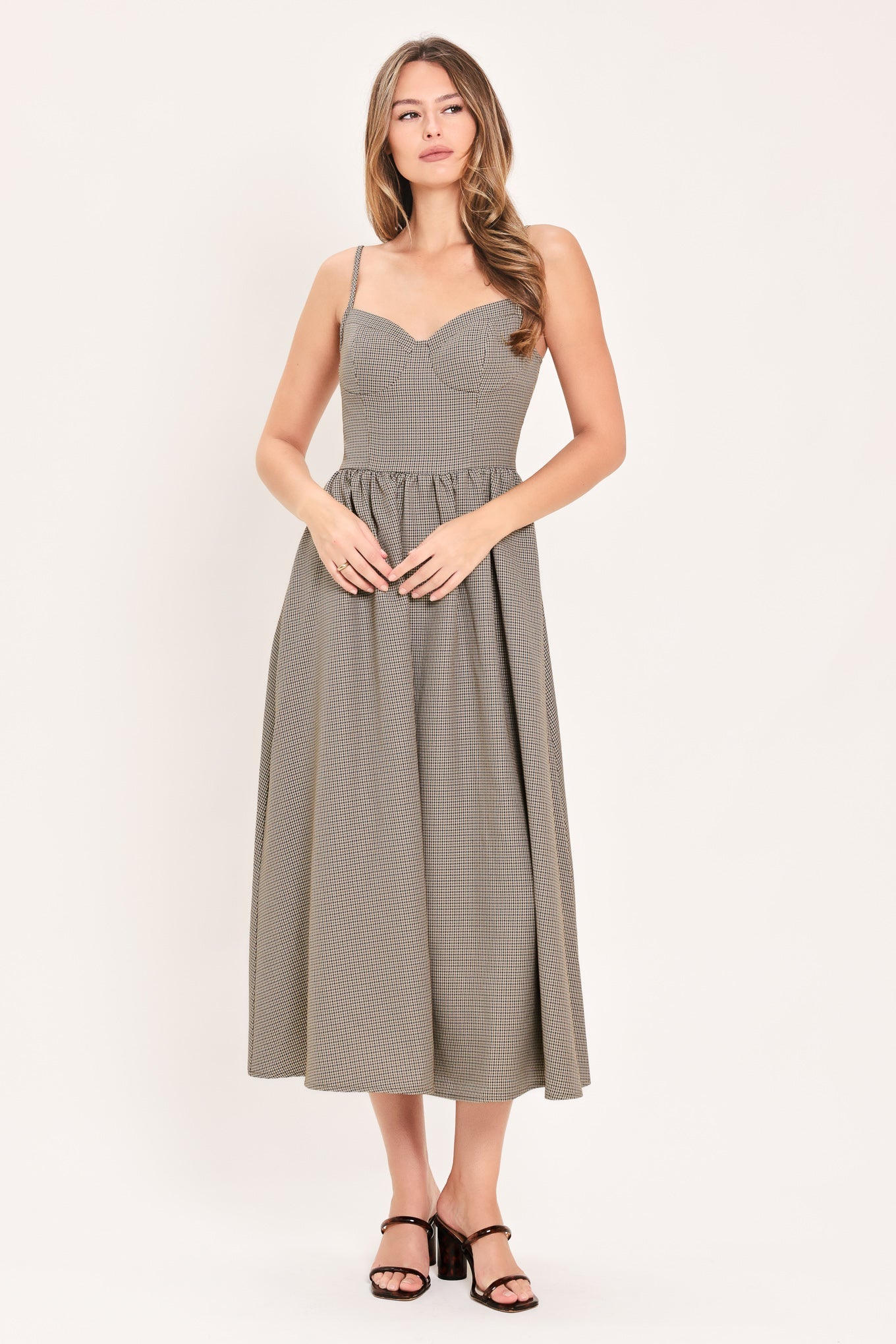 Where Hearts Wander Plaid Midi Dress