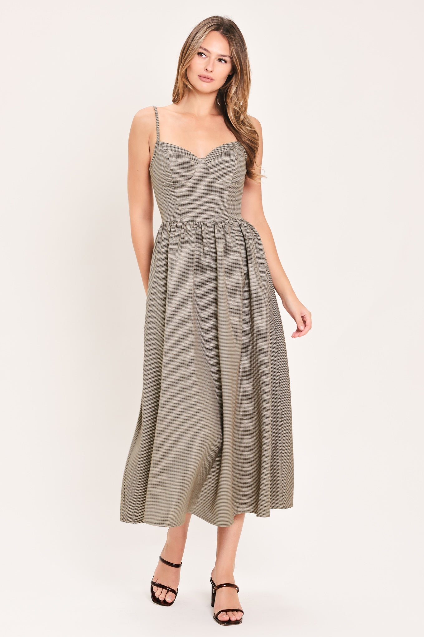 Where Hearts Wander Plaid Midi Dress