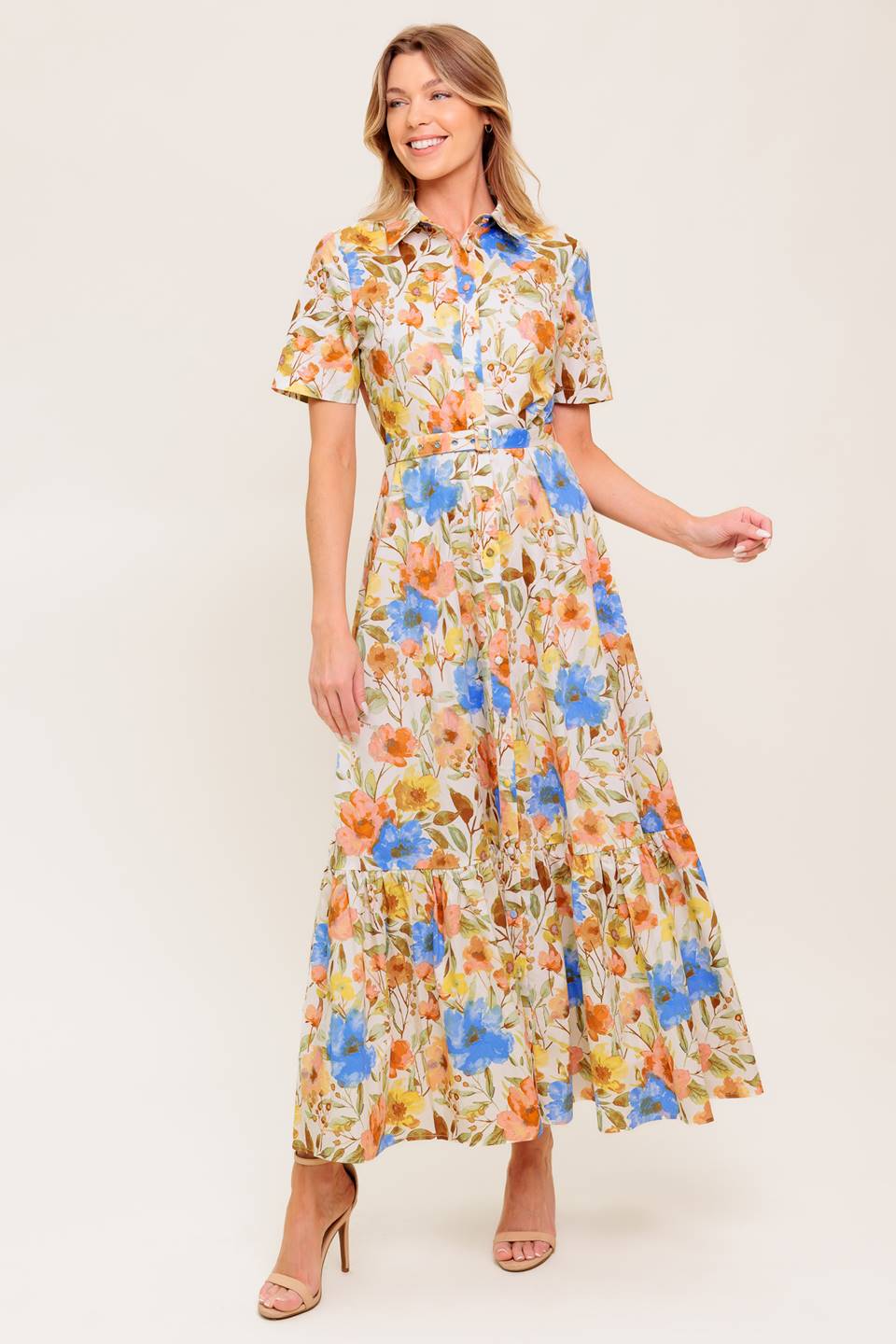 HAZEL DREAM IVORY WOVEN MIDI DRESS